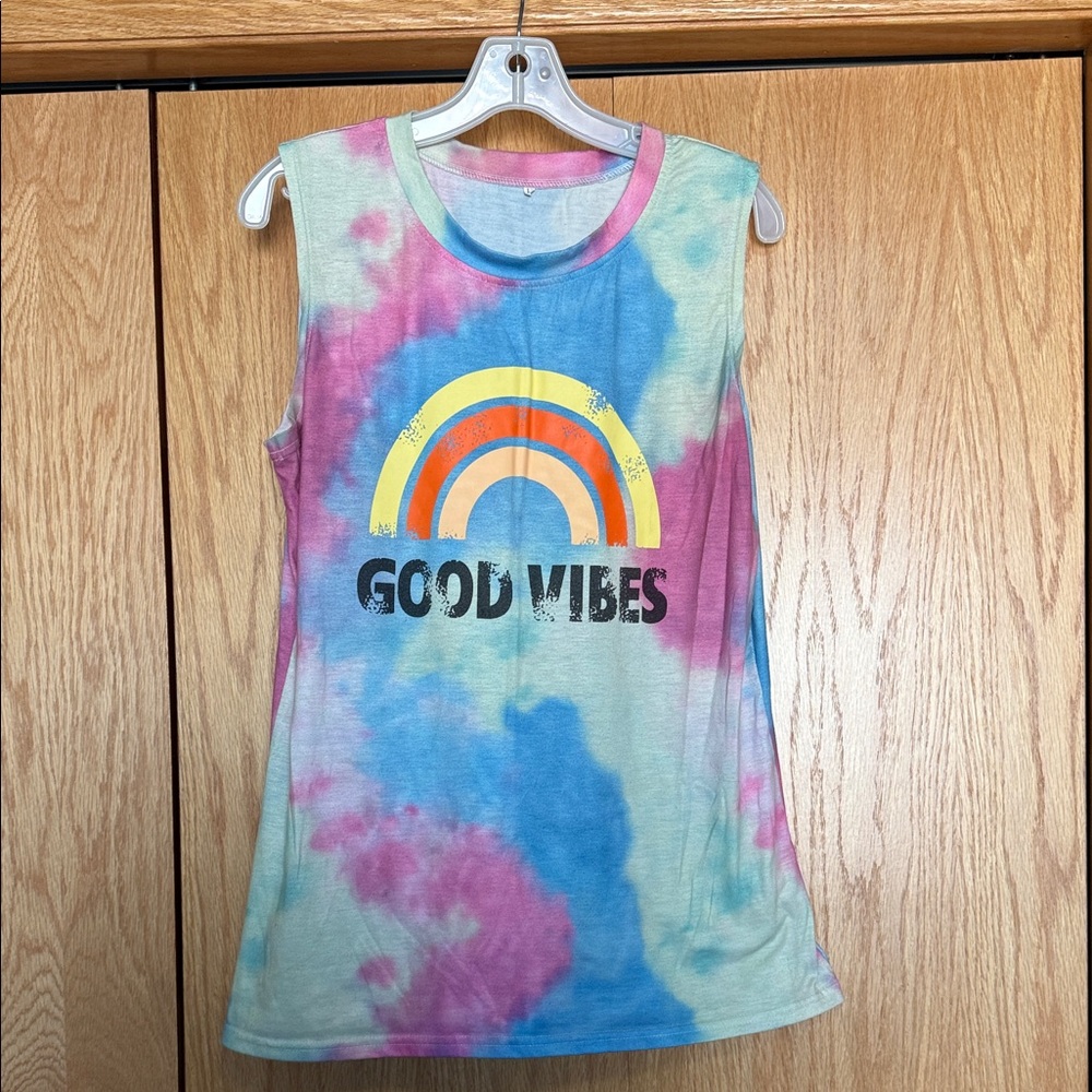 Tie-Dye 'Good Vibes' Sleeveless Top
